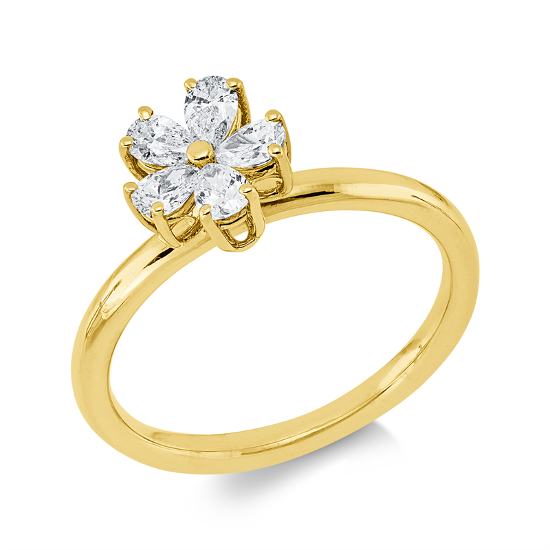 Ring 18 kt GG, 5 Tropfen 0,48 ct, E-vsi/si