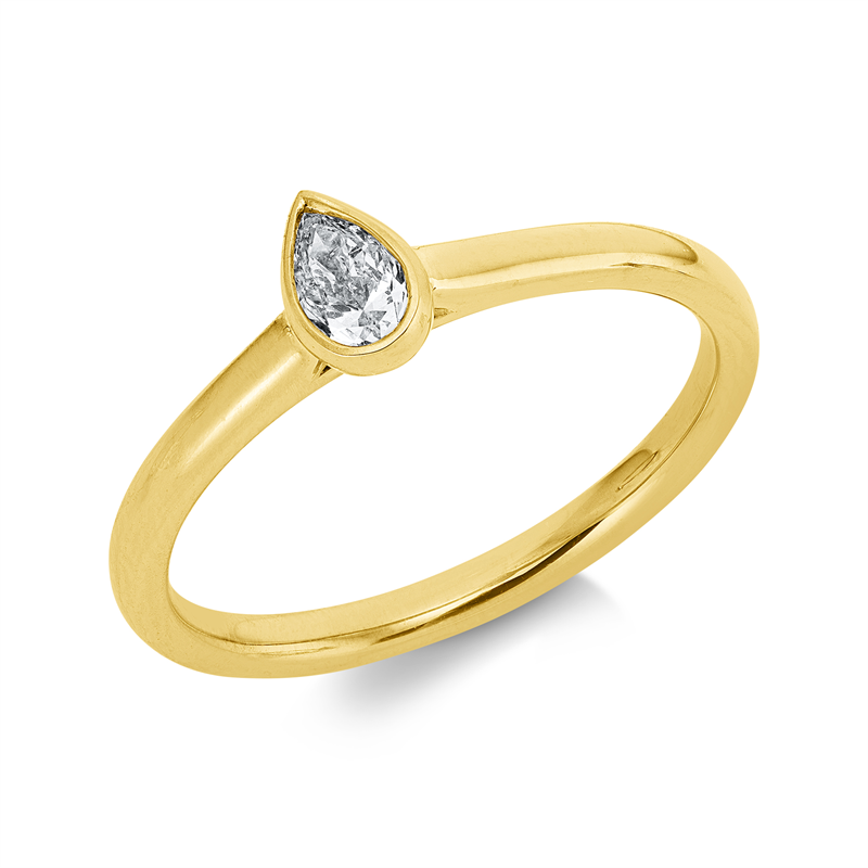 Ring 18 kt GG, 1 Tropfen 0,22 ct, TW-si