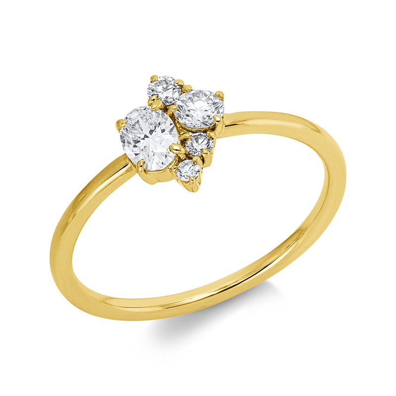 Ring 18 kt GG, 1 Oval 0,24 ct, TW-si, 4 Brill. 0,18 ct, TW-si