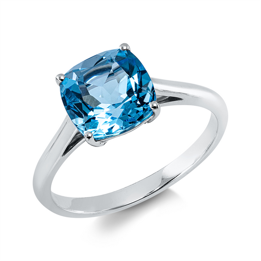Ring 18 kt WG, 1 Topas 3,10 ct blau
