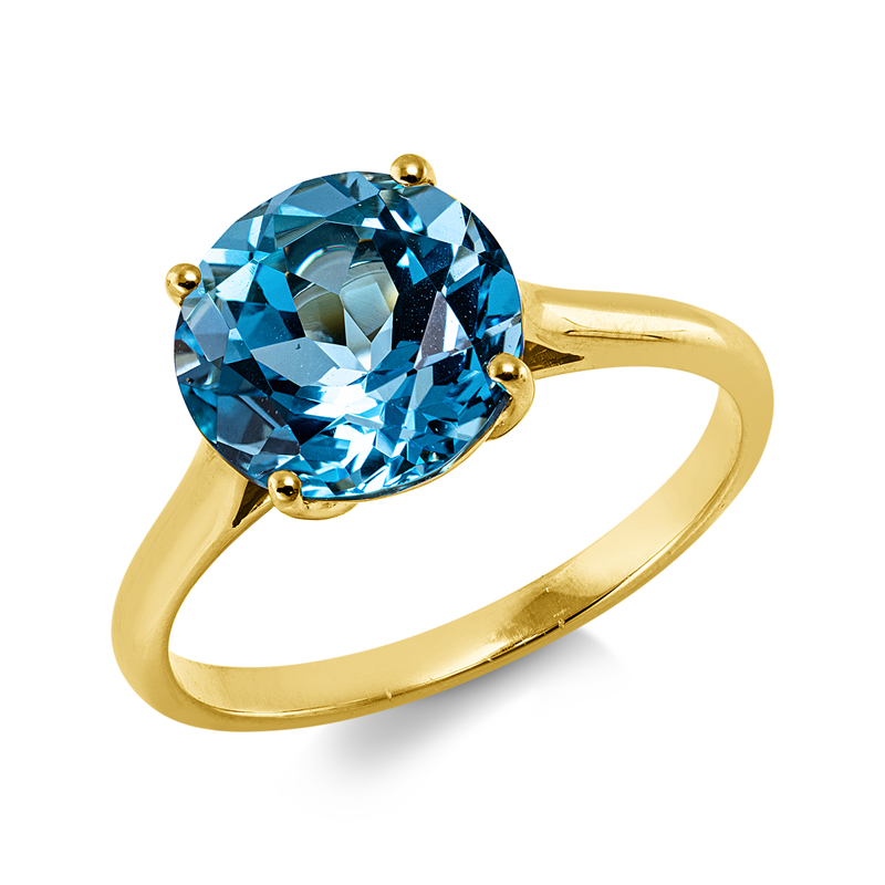 Ring 18 kt GG, 1 Topas 3,40 ct blau