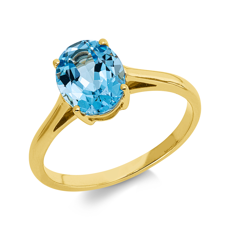 Ring 18 kt GG, 1 Topas 2,40 ct blau