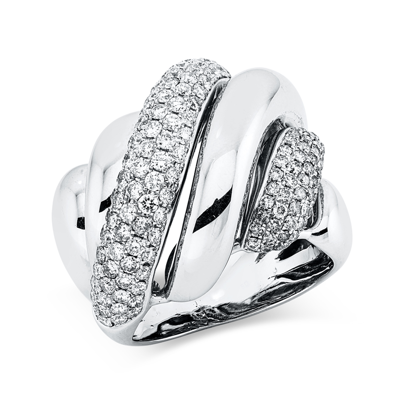 SONDERPOSTEN Ring 18 kt WG, 168 Brill. 2,36 ct, TW-vsi, Weite:56