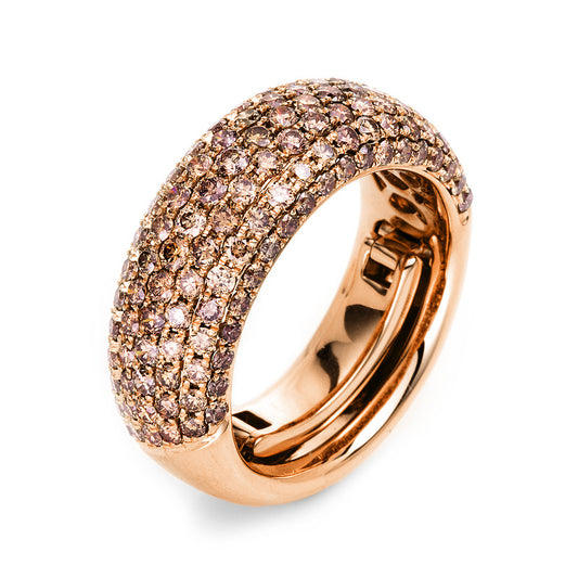Ring 18 kt RG, 133 Brill. 2,01 ct, braun