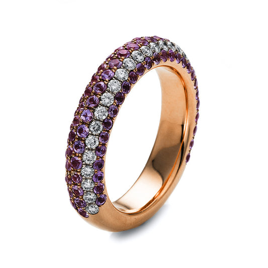 Ring 18 kt RG, 28 Brill. 0,44 ct, TW-vsi/si, 111 Saphire 2,19 ct pink