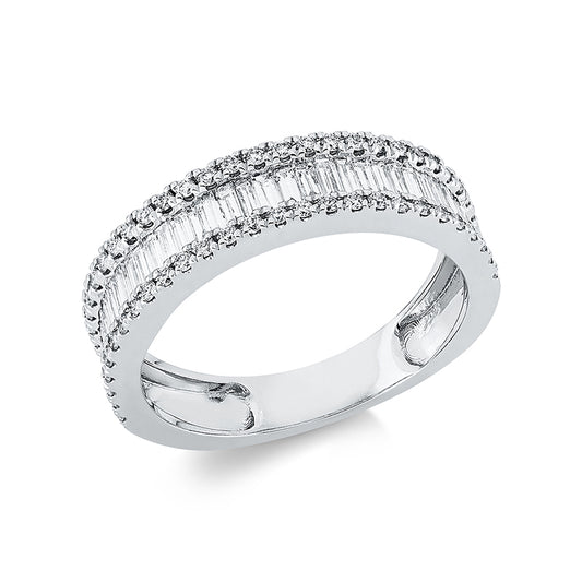 Ring 18 kt WG, 21 Bag. 1,09 ct, TW-si, 54 Brill. 0,31 ct, TW-si