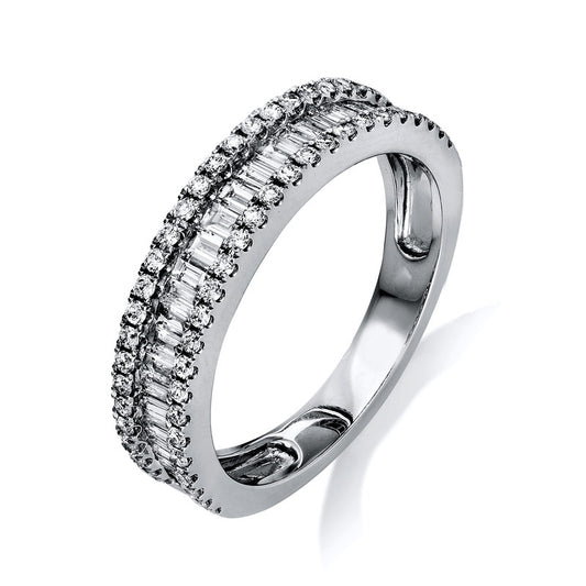 Ring 18 kt WG, 25 Bag. 0,47 ct, TW-si, 54 Brill. 0,33 ct, TW-si