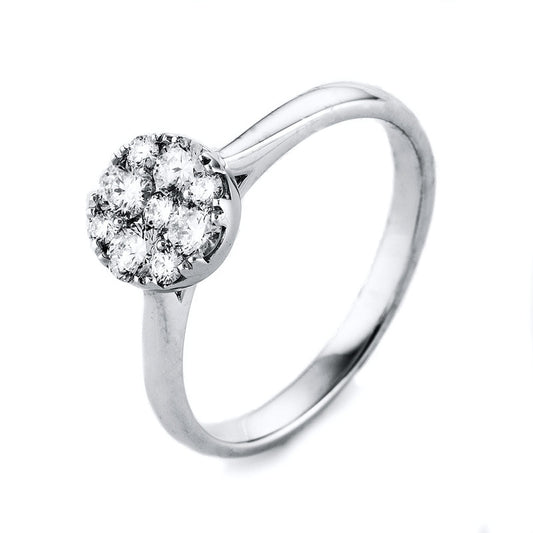 Ring 18 kt WG, 9 Brill. 0,49 ct, TW-vsi