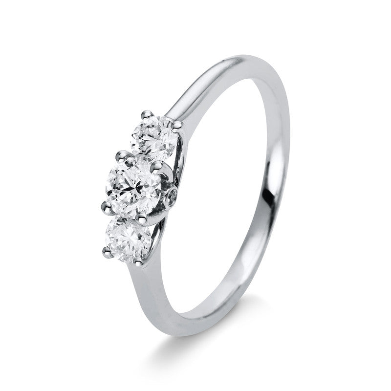 Ring 18 kt WG, 2 Brill. 0,31 ct, TW-si, 1 Brill. 0,33 ct, TW-si, 2 Brill. 0,01 ct, TW-si