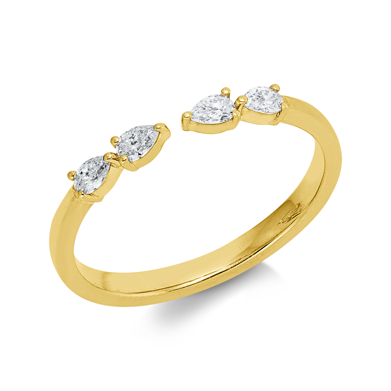 Ring 18 kt GG, 4 Tropfen 0,22 ct, TW-si