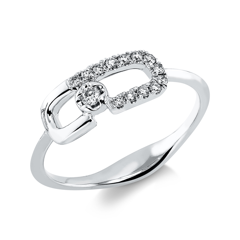Ring 18 kt WG, 13 Brill. 0,10 ct, I-si/pi, 1 Brill. 0,03 ct, I-si/pi