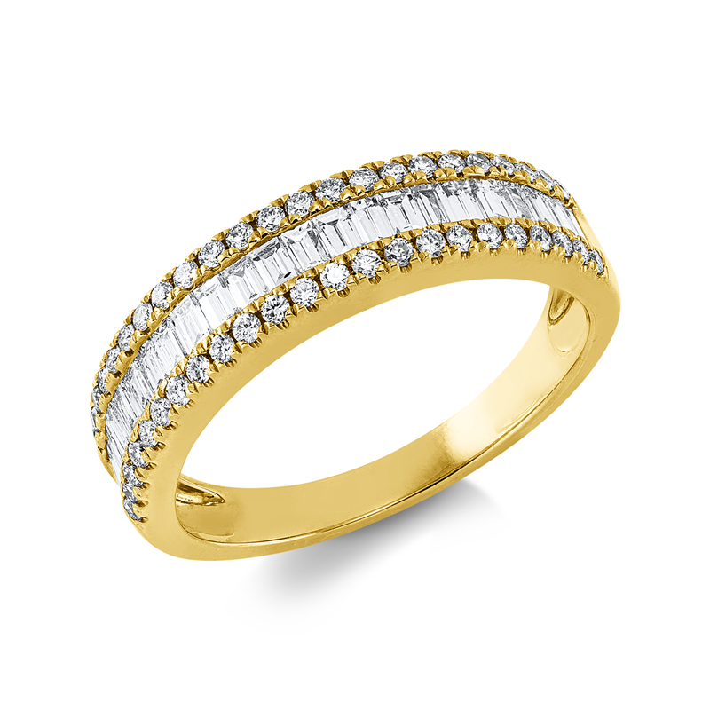 Ring 18 kt GG, 22 Bag. 0,55 ct, TW-si/pi, 46 Brill. 0,27 ct, TW-si/pi
