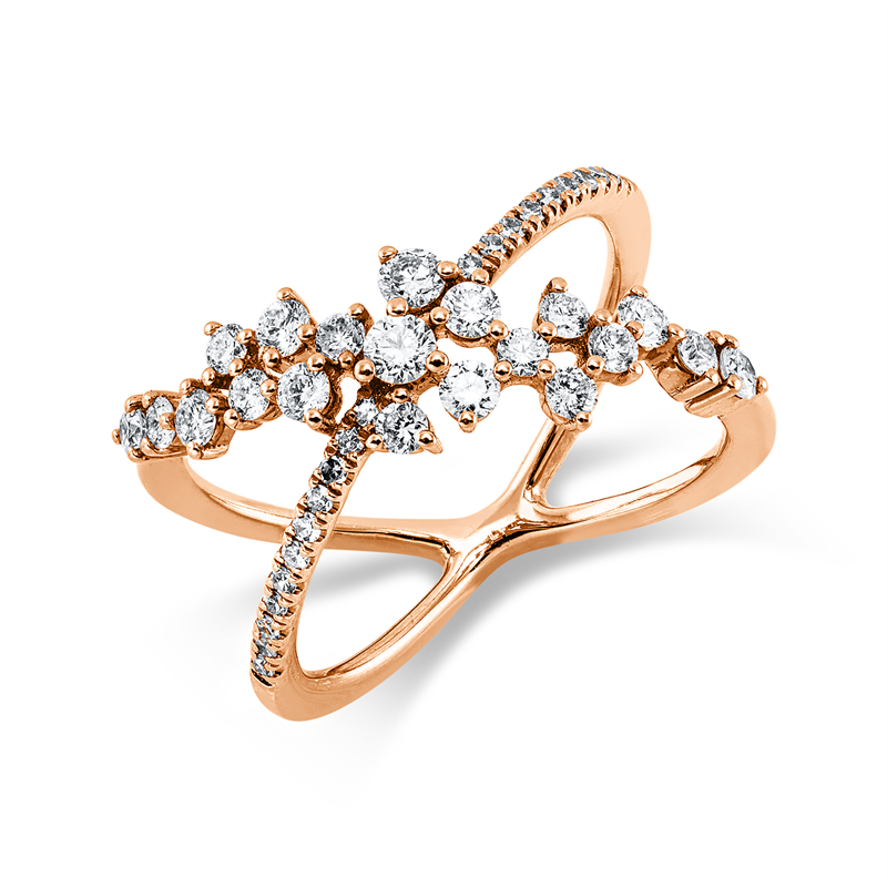 Ring 18 kt RG, 21 Dia. 0,08 ct, TW-si/pi, 20 Brill. 0,49 ct, TW-si/pi