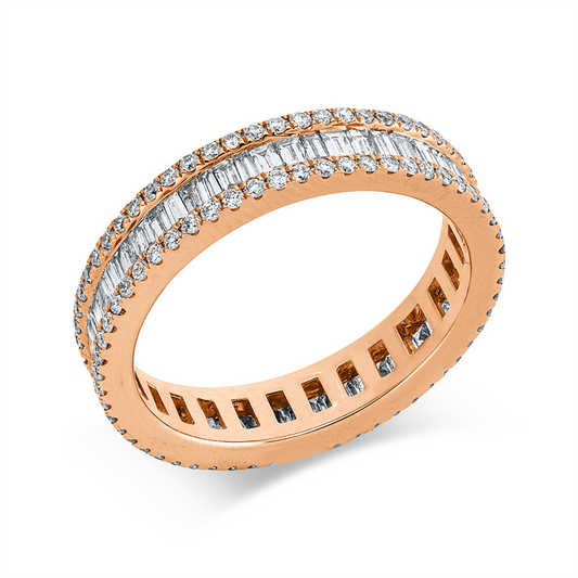 Ring 18 kt RG, 60 Bag. 0,82 ct, TW-si, 114 Brill. 0,57 ct, TW-si