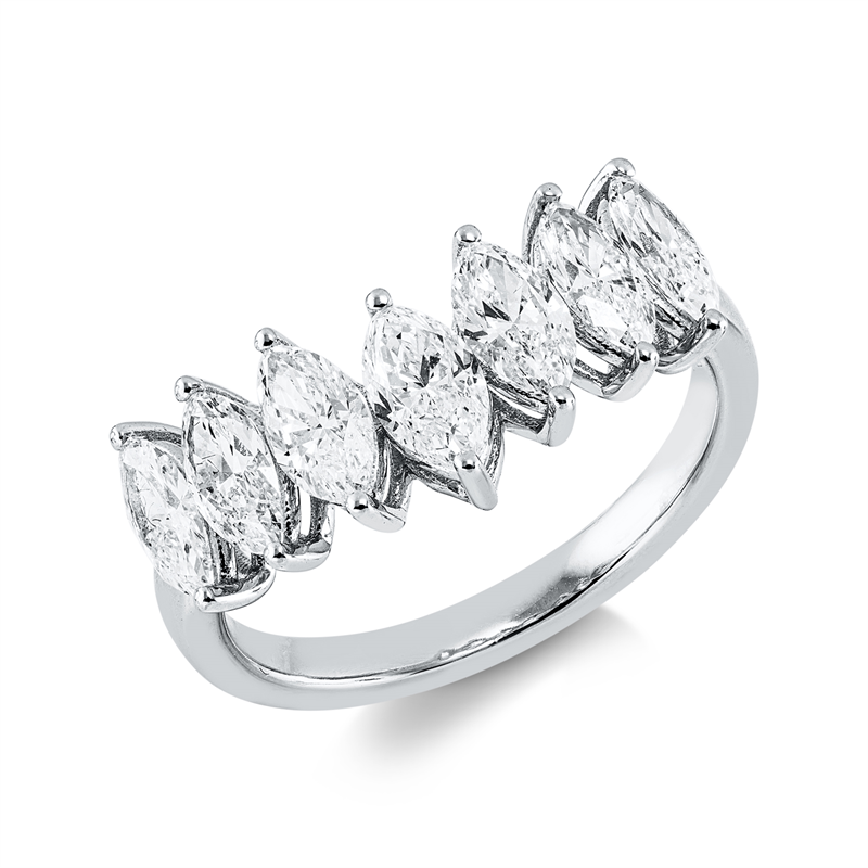 Ring 18 kt WG, 7 Nav. 1,92 ct, TW-si
