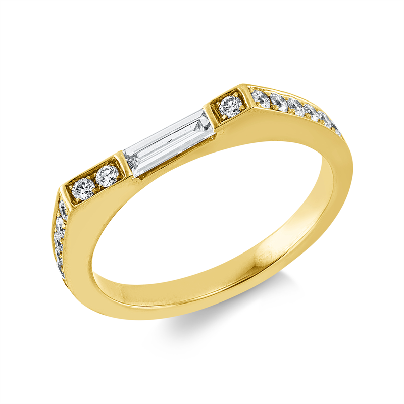 Ring 18 kt GG, 1 Bag. 0,12 ct, TW-si, 15 Brill. 0,23 ct, TW-si