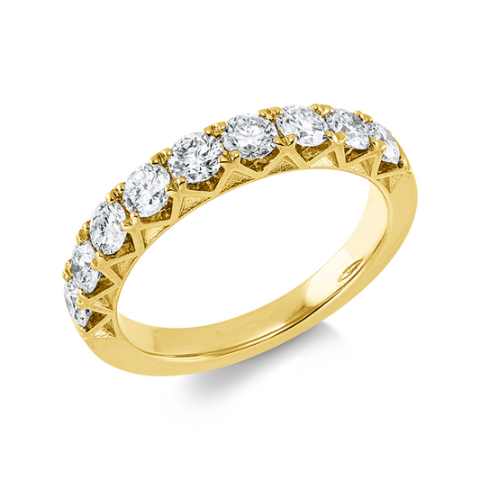 Ring 18 kt GG, 9 Brill. 1,07 ct, TW-si