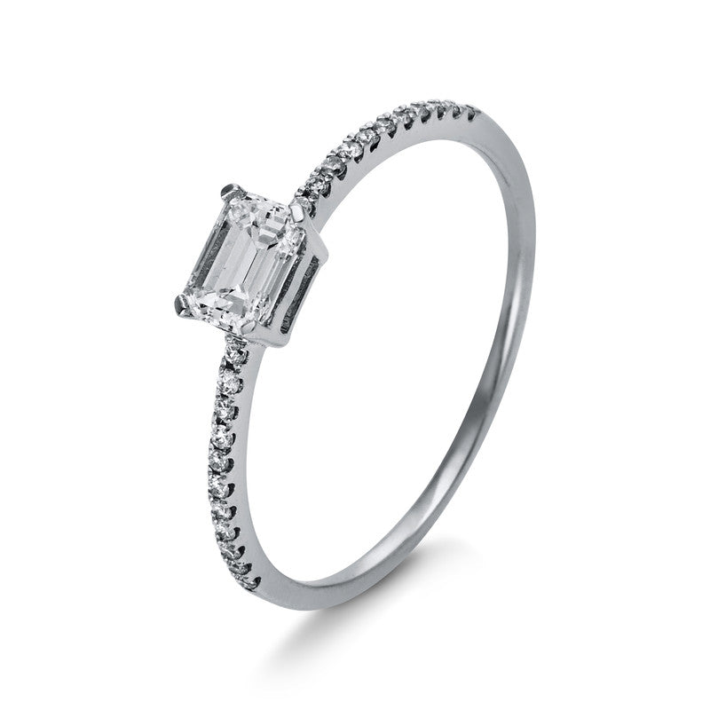 Ring 18 kt WG, 1 Sm.schliff 0,41 ct, TW-si, 22 Brill. 0,08 ct, TW-si
