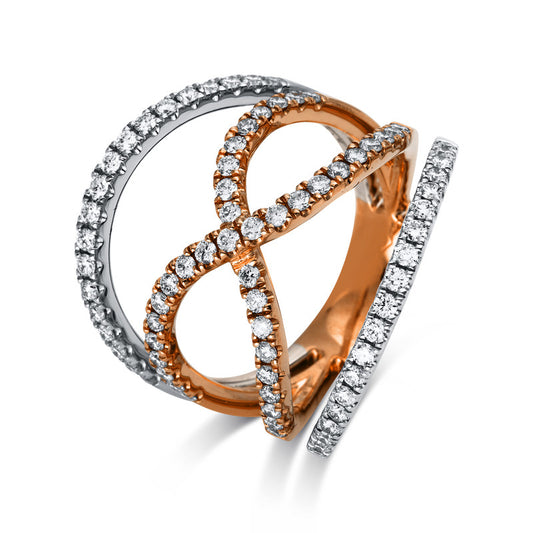 Ring 18 kt RG+WG, 77 Brill. 0,85 ct, TW-si