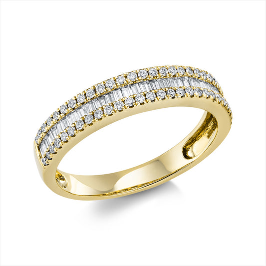 Ring 18 kt GG, 34 Bag. 0,30 ct, TW-si, 54 Brill. 0,28 ct, TW-si