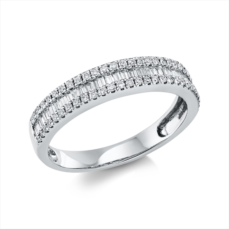 Ring 18 kt WG, 33 Bag. 0,23 ct, TW-si, 54 Brill. 0,29 ct, TW-si
