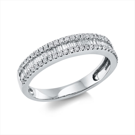 Ring 18 kt WG, 33 Bag. 0,23 ct, TW-si, 54 Brill. 0,29 ct, TW-si