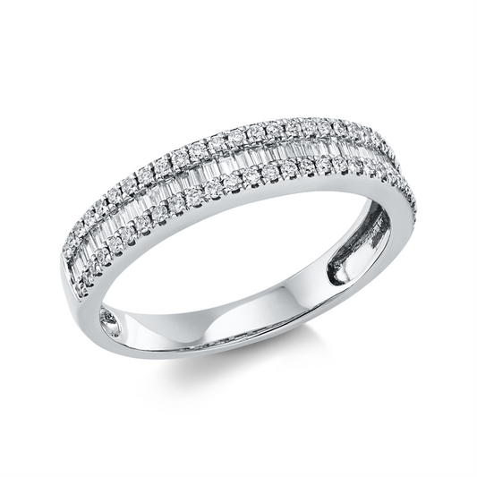 Ring 18 kt WG, 33 Bag. 0,23 ct, TW-si, 54 Brill. 0,29 ct, TW-si