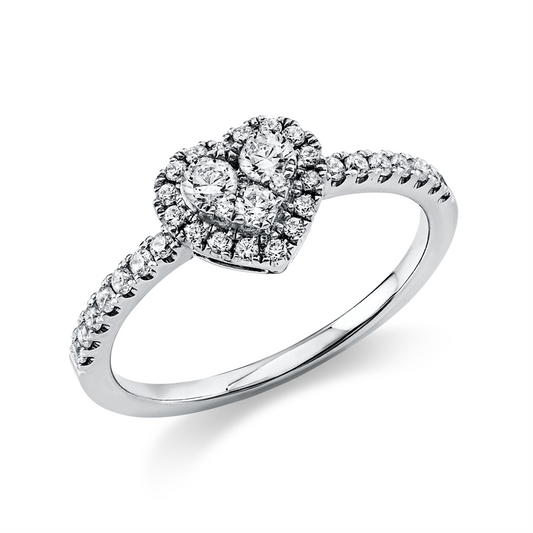 Ring 14 kt WG, 14 Brill. 0,14 ct, TW-si, 1 Brill. 0,03 ct, TW-si, 2 Brill. 0,11 ct, TW-si, 19 Brill. 0,13 ct, TW-si