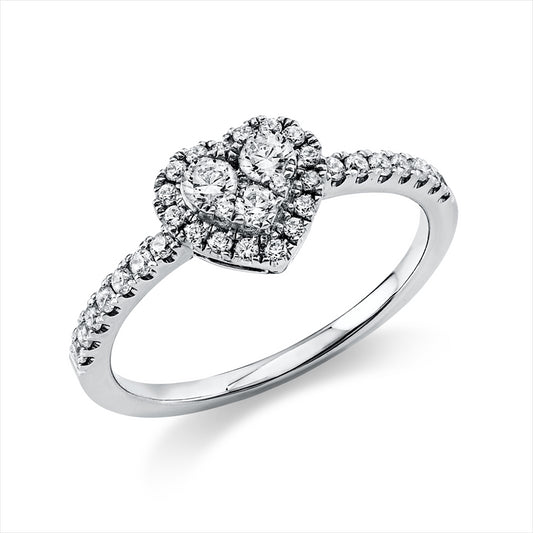 Ring 14 kt WG, 33 Brill. 0,23 ct, TW-si, 3 Brill. 0,19 ct, TW-si