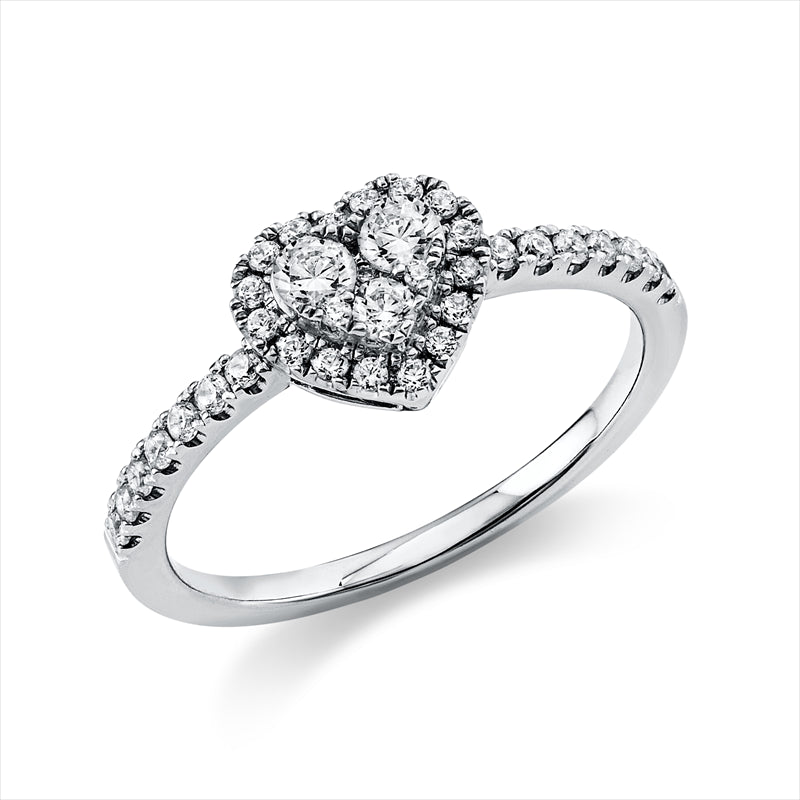 Ring 14 kt WG, 33 Brill. 0,24 ct, TW-si, 3 Brill. 0,19 ct, TW-si