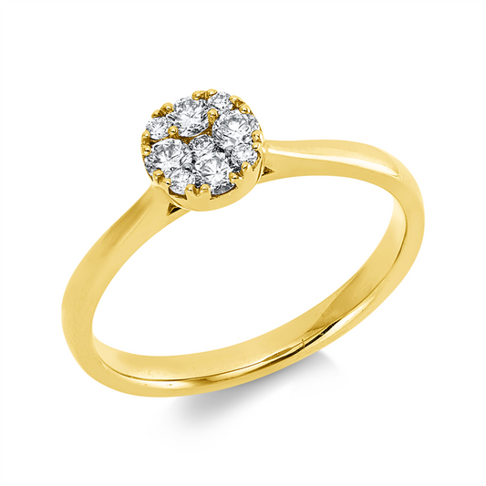 Ring 18 kt GG, 9 Brill. 0,26 ct, TW-si