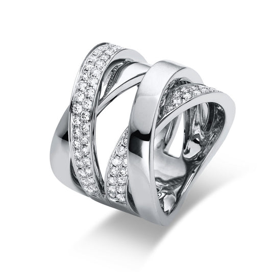 Ring 18 kt WG, 76 Brill. 1,11 ct, TW-vsi