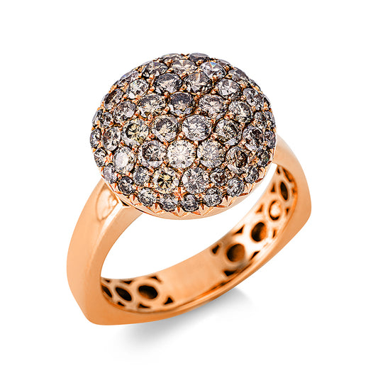 Ring 18 kt RG, 61 Brill. 1,49 ct, braun