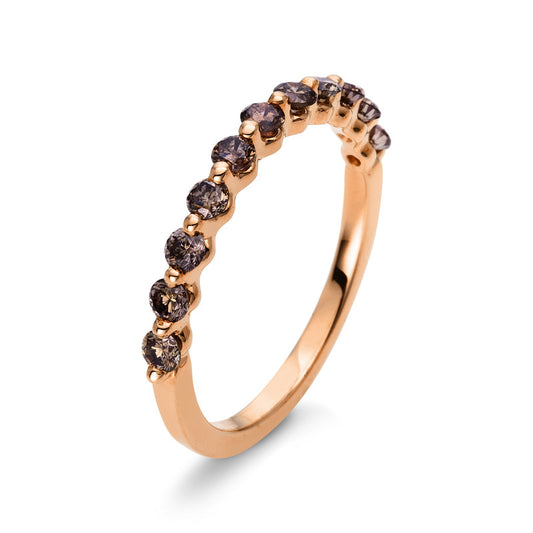 Ring 18 kt RG, 11 Brill. 0,59 ct, braun
