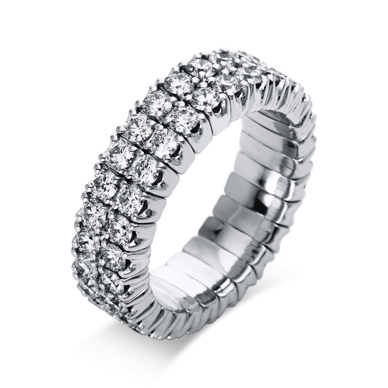 Ring 18 kt WG, Flex-Band, variabel, rhodinier, 56 Brill. 2,62 ct, TW-si