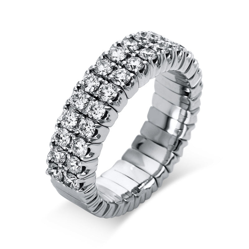 Ring 18 kt WG, Flex-Band, variabel, rhodinier, 30 Brill. 1,48 ct, TW-si