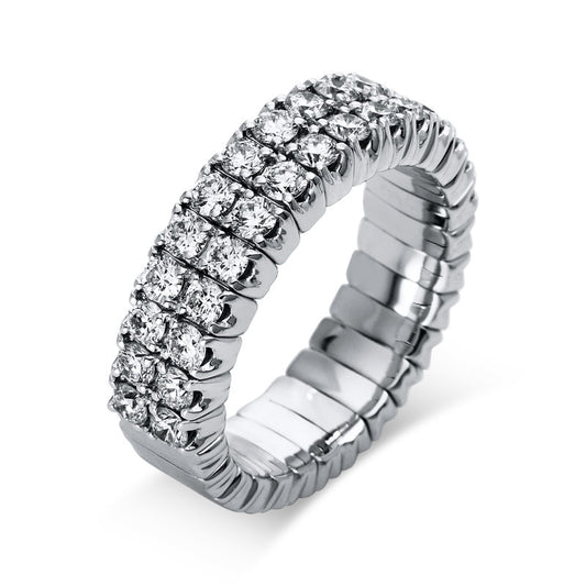 Ring 18 kt WG, Flex-Band, variabel, rhodinier, 30 Brill. 1,48 ct, TW-si