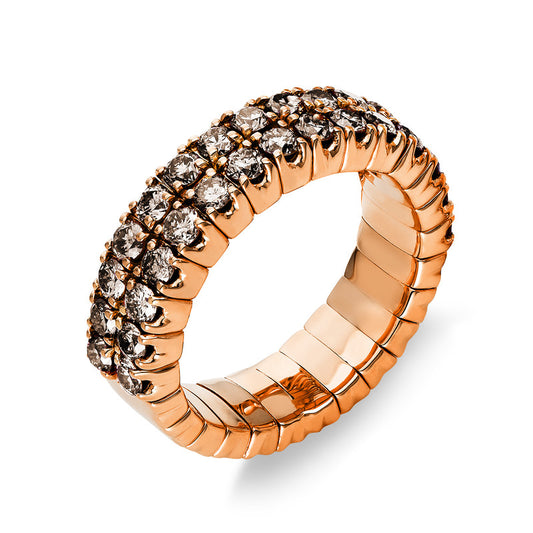 Ring 18 kt RG, Flex-Band, variabel, 30 Brill. 1,45 ct, braun