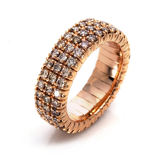 Ring 18 kt RG, Flex-Band, variabel, 93 Brill. 2,55 ct, braun