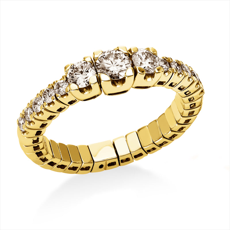 Ring 18 kt GG, Flex-Band, variabel, GIA6432625648, 1 Brill. 0,35 ct, TW-si, 12 Brill. 0,60 ct, TW-si