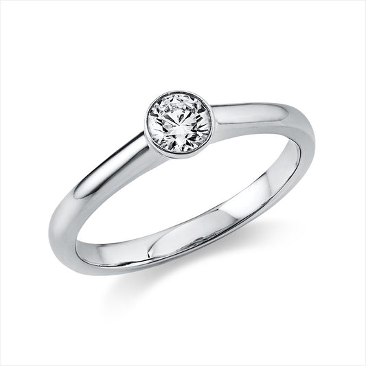 Ring 18 kt WG, GIA6401219216, 1 Brill. 0,30 ct, F-si