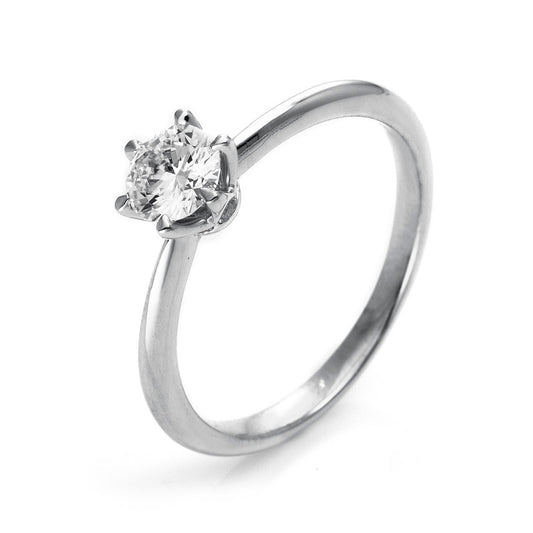 Ring 18 kt WG+P950, 1 Brill. 0,50 ct, TW-si