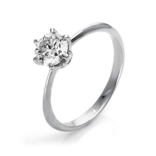 Ring 18 kt WG+P950, 1 Brill. 0,75 ct, TW-si