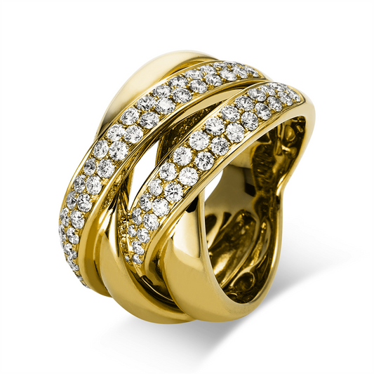 Ring 18 kt GG, 77 Brill. 1,42 ct, TW-si