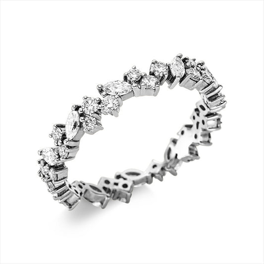 Ring 18 kt WG, 10 Nav. 0,41 ct, TW-si, 27 Brill. 0,52 ct, TW-si
