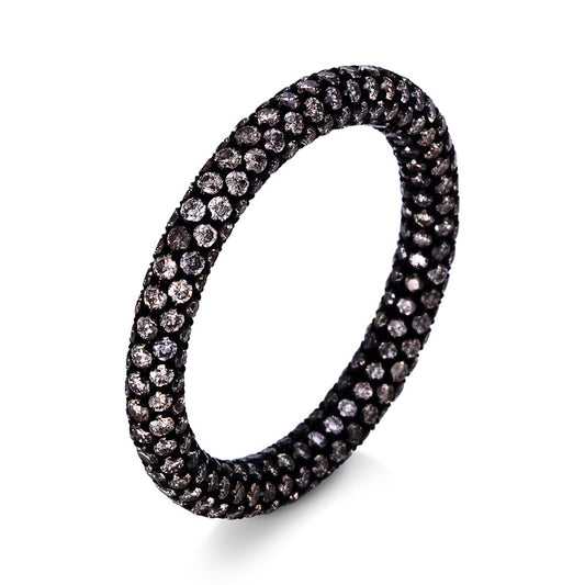Ring 18 kt WG, schwarz rhodiniert, 338 Brill. 1,91 ct, braun