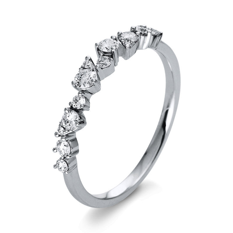 Ring 18 kt WG, 3 Brill. 0,01 ct, TW-si, 10 Brill. 0,31 ct, TW-si
