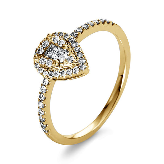 Ring 14 kt GG, 1 Brill. 0,04 ct, TW-si, 1 Princ. 0,05 ct, TW-si, 45 Brill. 0,23 ct, TW-si