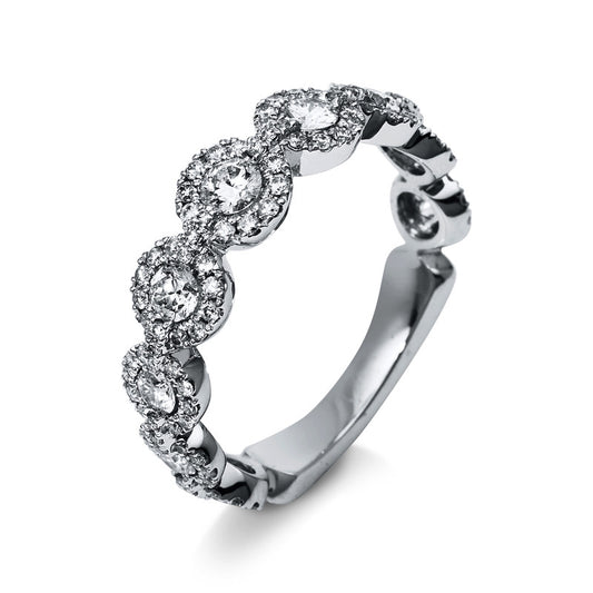 Ring 18 kt WG, 124 Brill. 0,71 ct, TW-vsi/si, 3 Brill. 0,25 ct, TW-vsi/si