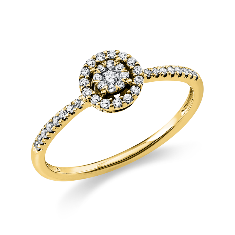 Ring 18 kt GG, 1 Brill. 0,03 ct, TW-si, 39 Brill. 0,17 ct, TW-si